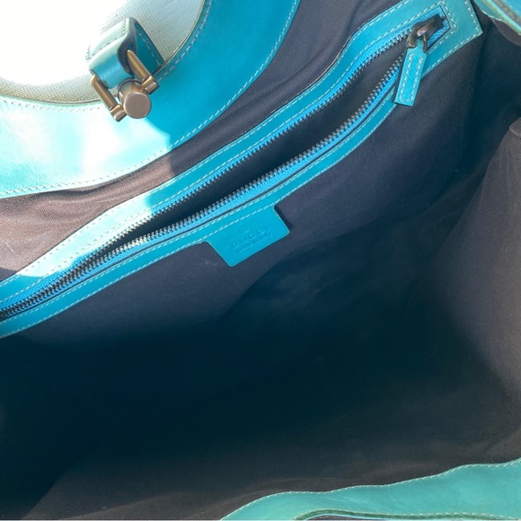 Gucci Turquoise Jackie O Large Leather Hobo Handbag - Picture 15 of 16